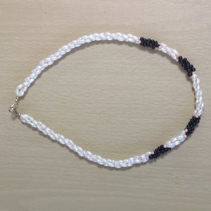 Fresh Water Pearls With Black & Pink Beads